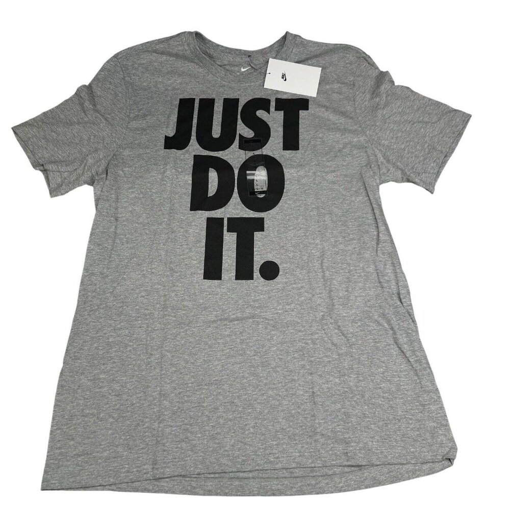 Nike Just Do It Big Logo Grey Heather T-Shirts DX1987-063 Men's Sizes L - XL